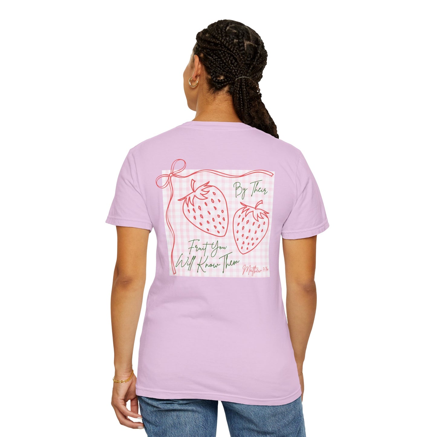 Strawberry Sketch T-Shirt — 'Matthew 7:16 Fruit' Graphic Tee