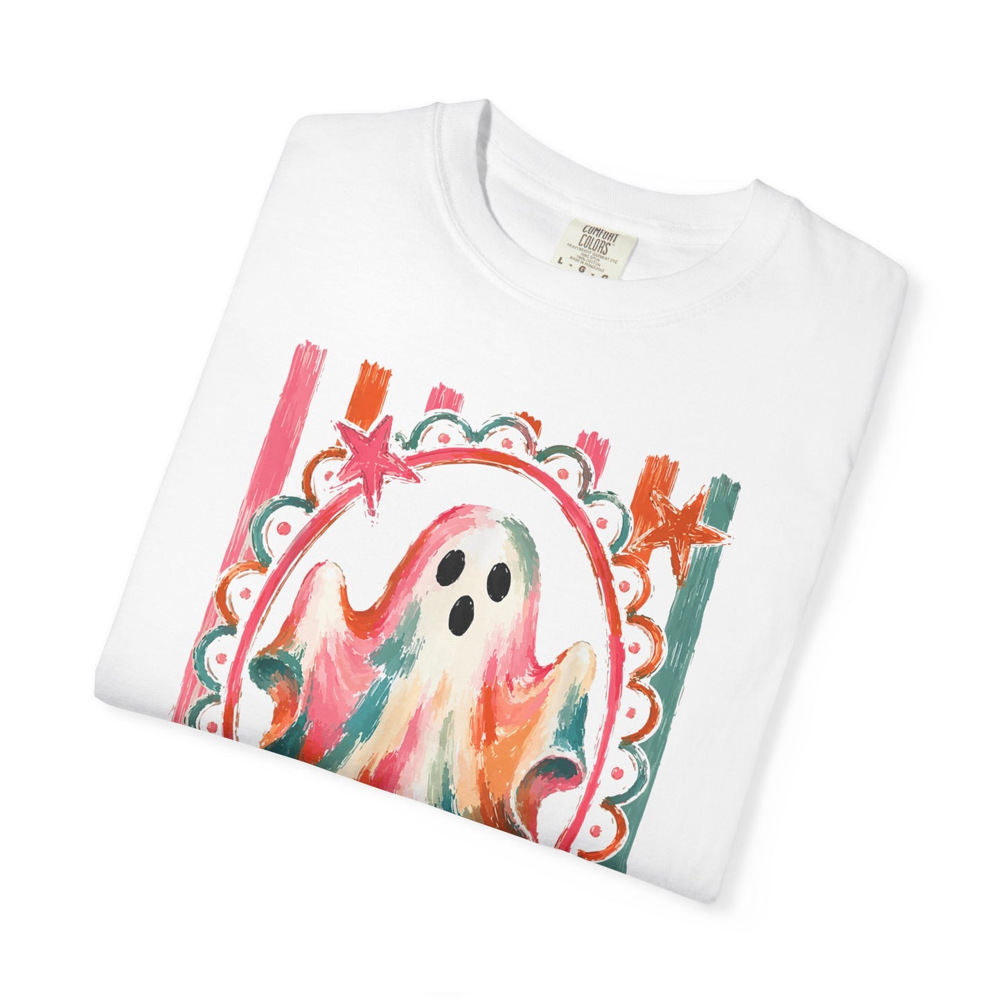 Watercolor Ghost Tee — Colorful Halloween Graphic T-Shirt