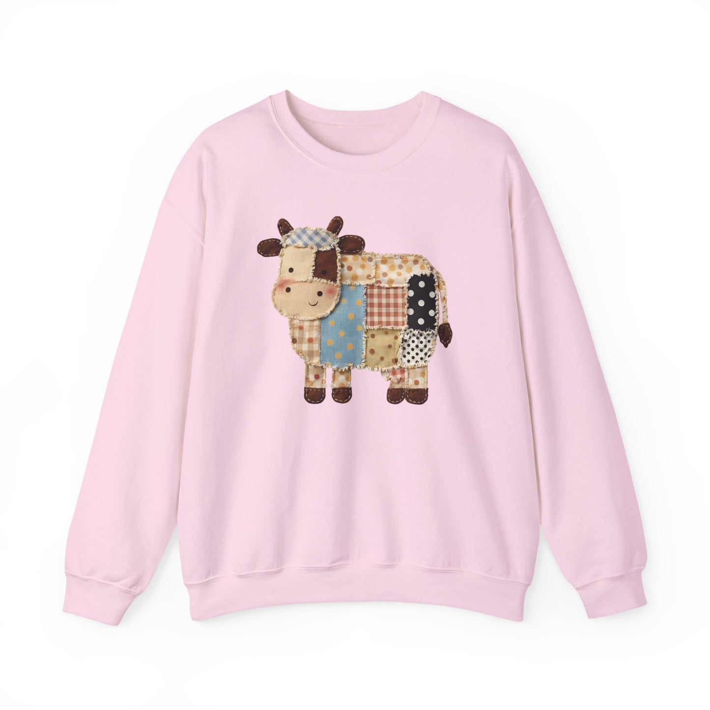 Patchwork Cow Print Sweatshirt — Cute Farm Animal Crewneck