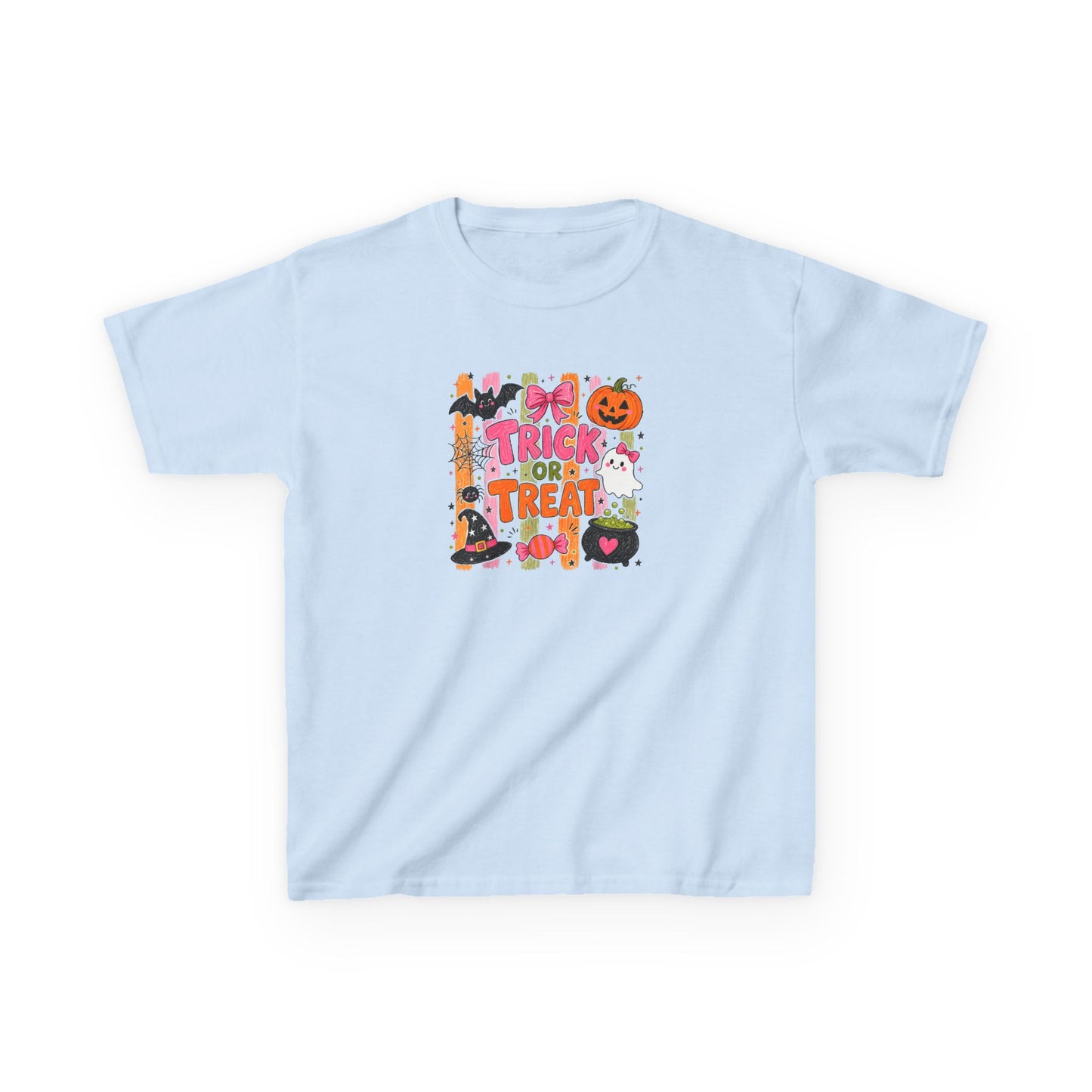 Kids Halloween Trick or Treat T-Shirt — Cute Pumpkin & Candy Graphic
