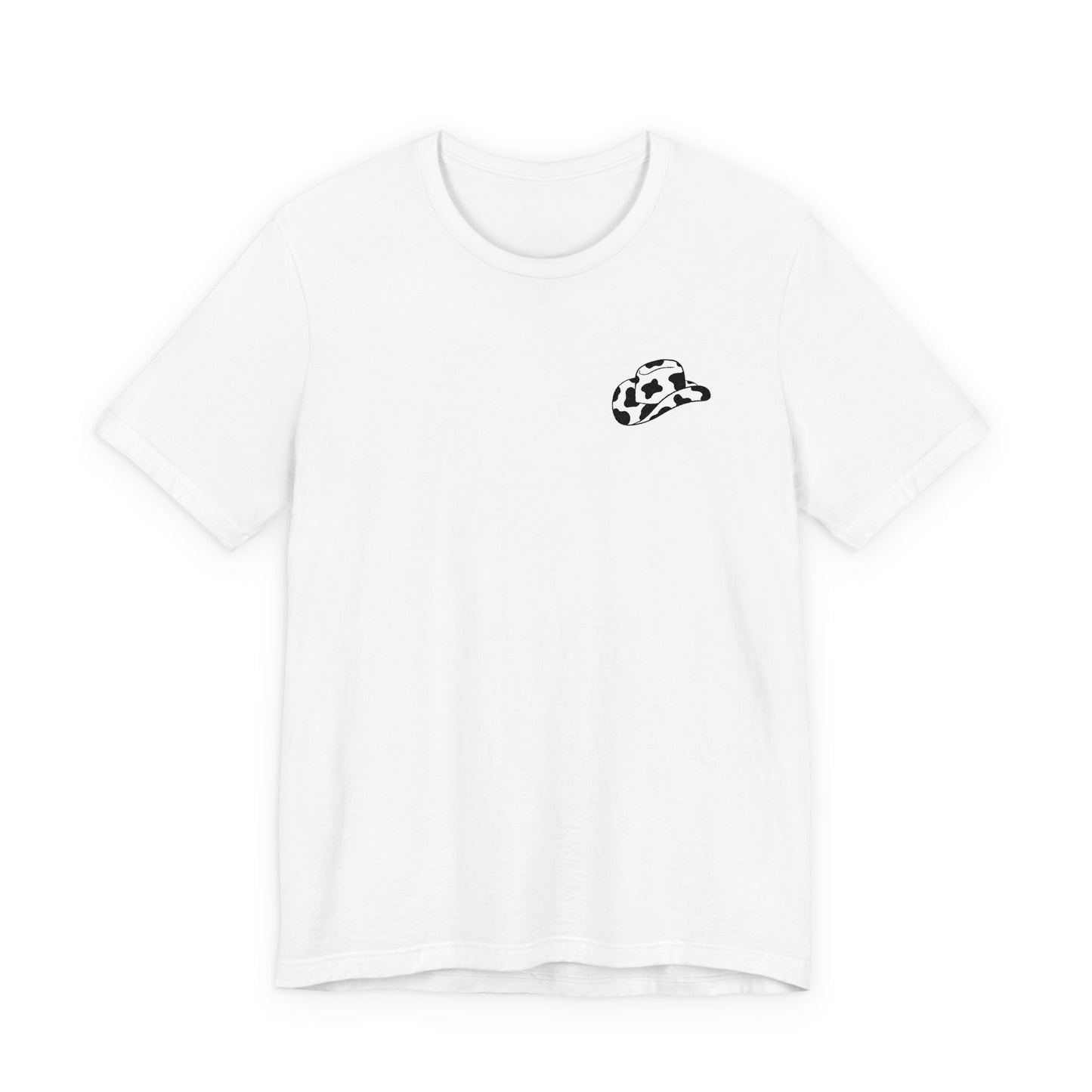 Cowpens Cow Print Cap Embroidered Tee — Minimalist Graphic T-Shirt