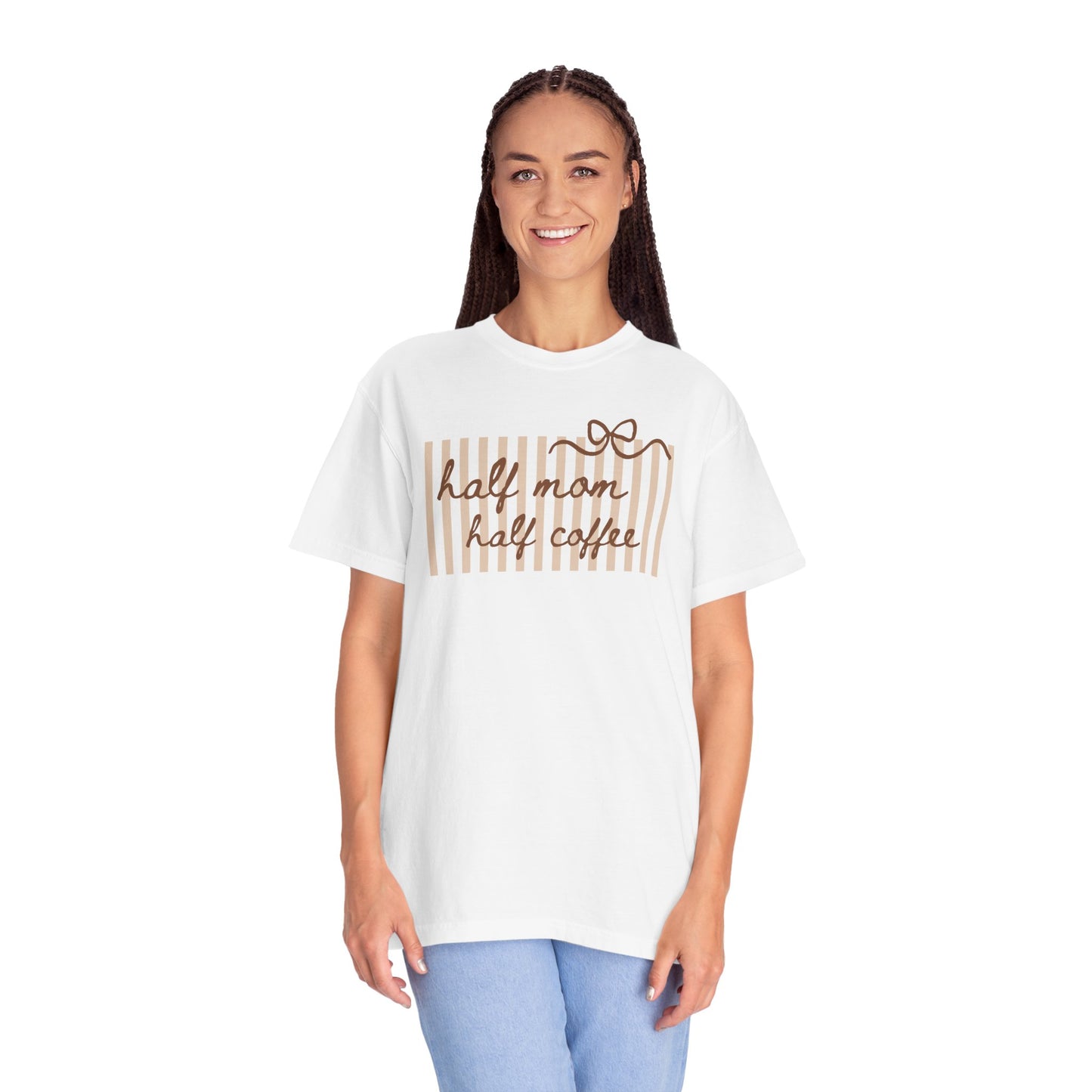 Half Mom Half Coffee T-Shirt — Cute Striped Coffee Mom Tee