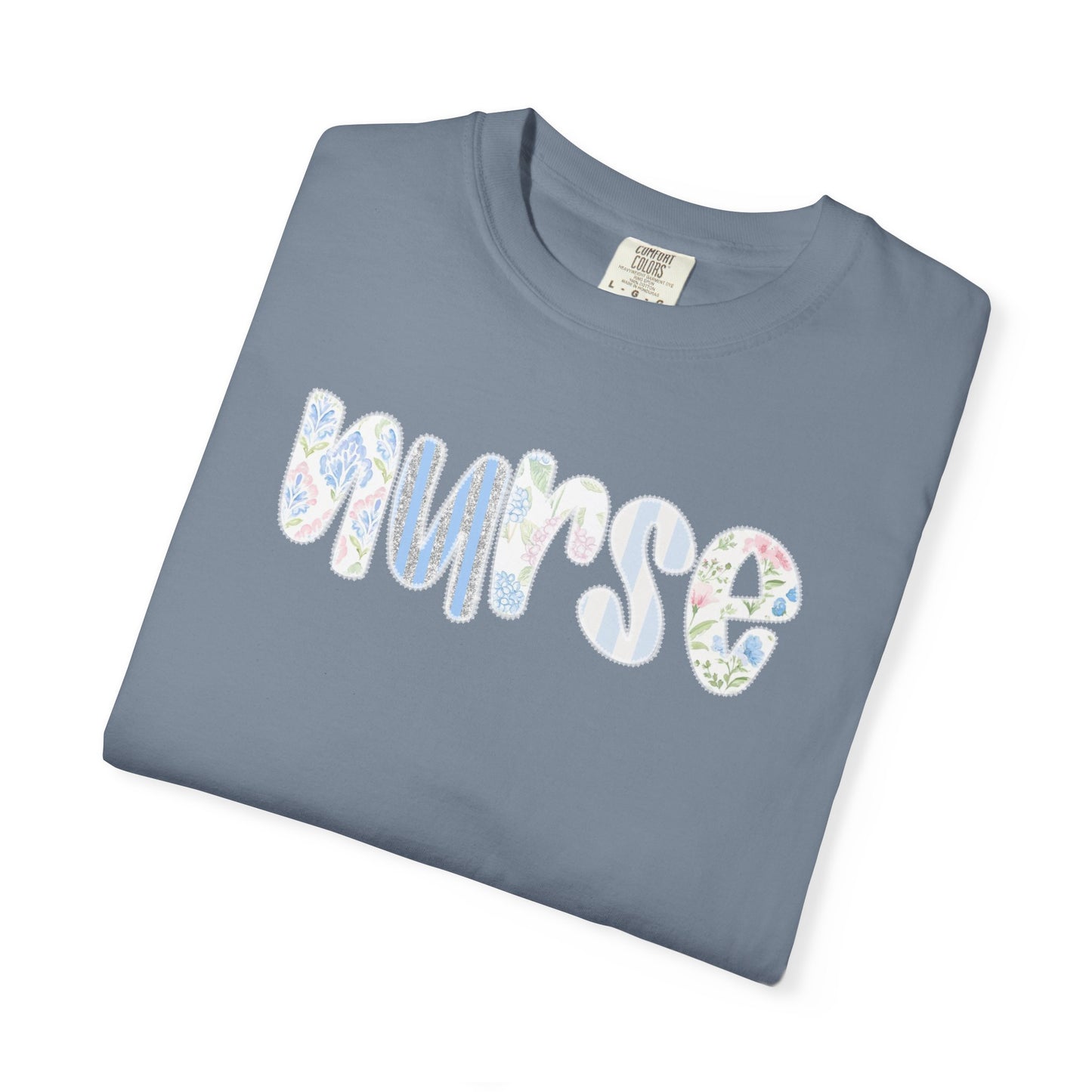 Nurse Floral Script T‑Shirt — Healthcare Appreciation