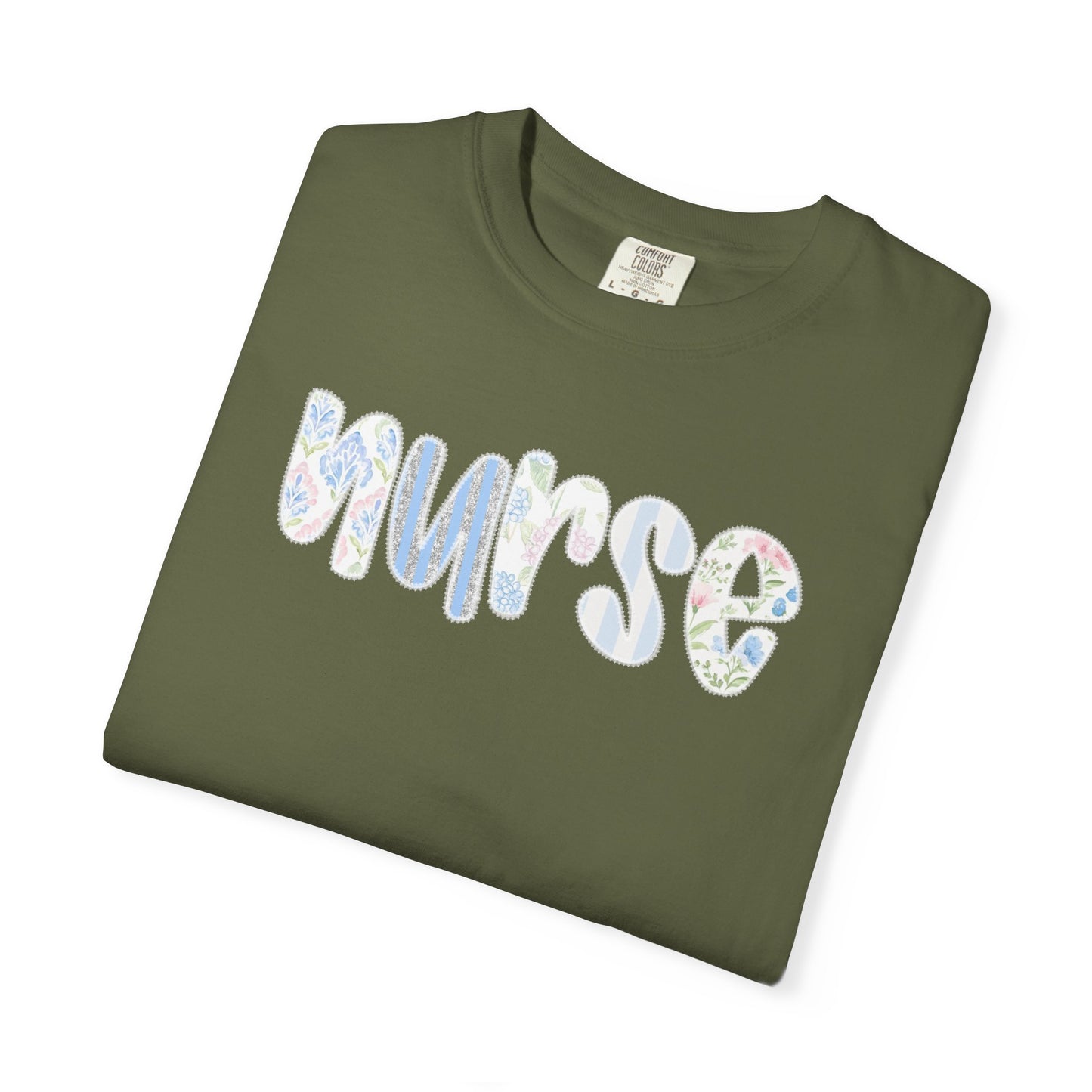 Nurse Floral Script T‑Shirt — Healthcare Appreciation
