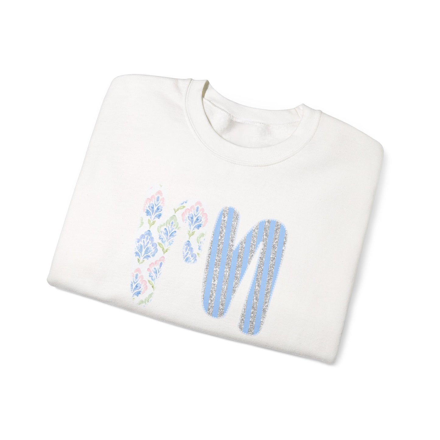 RN Floral Crewneck Sweatshirt – Blue Botanical Monogram