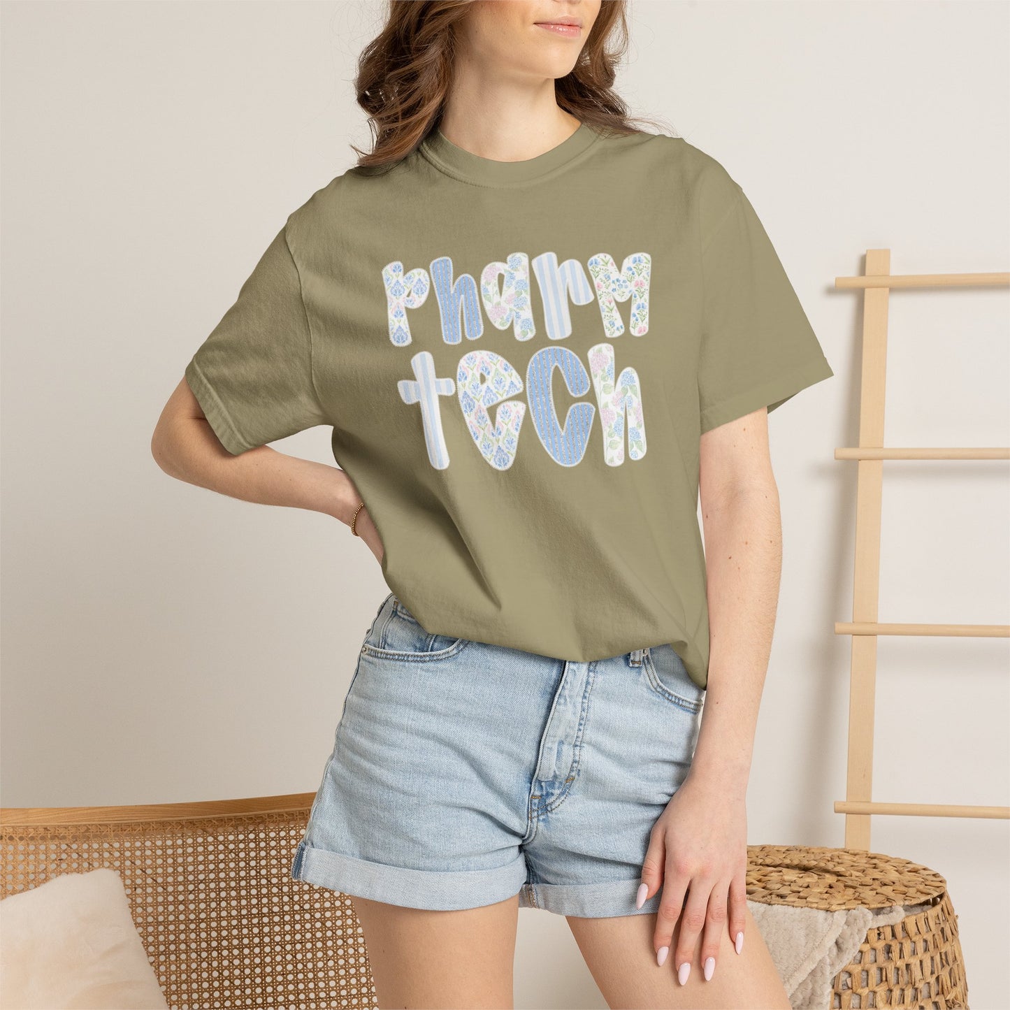 Pharm Tech T-Shirt — Floral Pastel Typography Tee