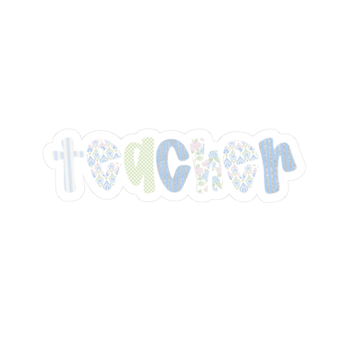 Teacher Kiss-Cut Sticker — Floral Pastel Laptop Decal for Educators