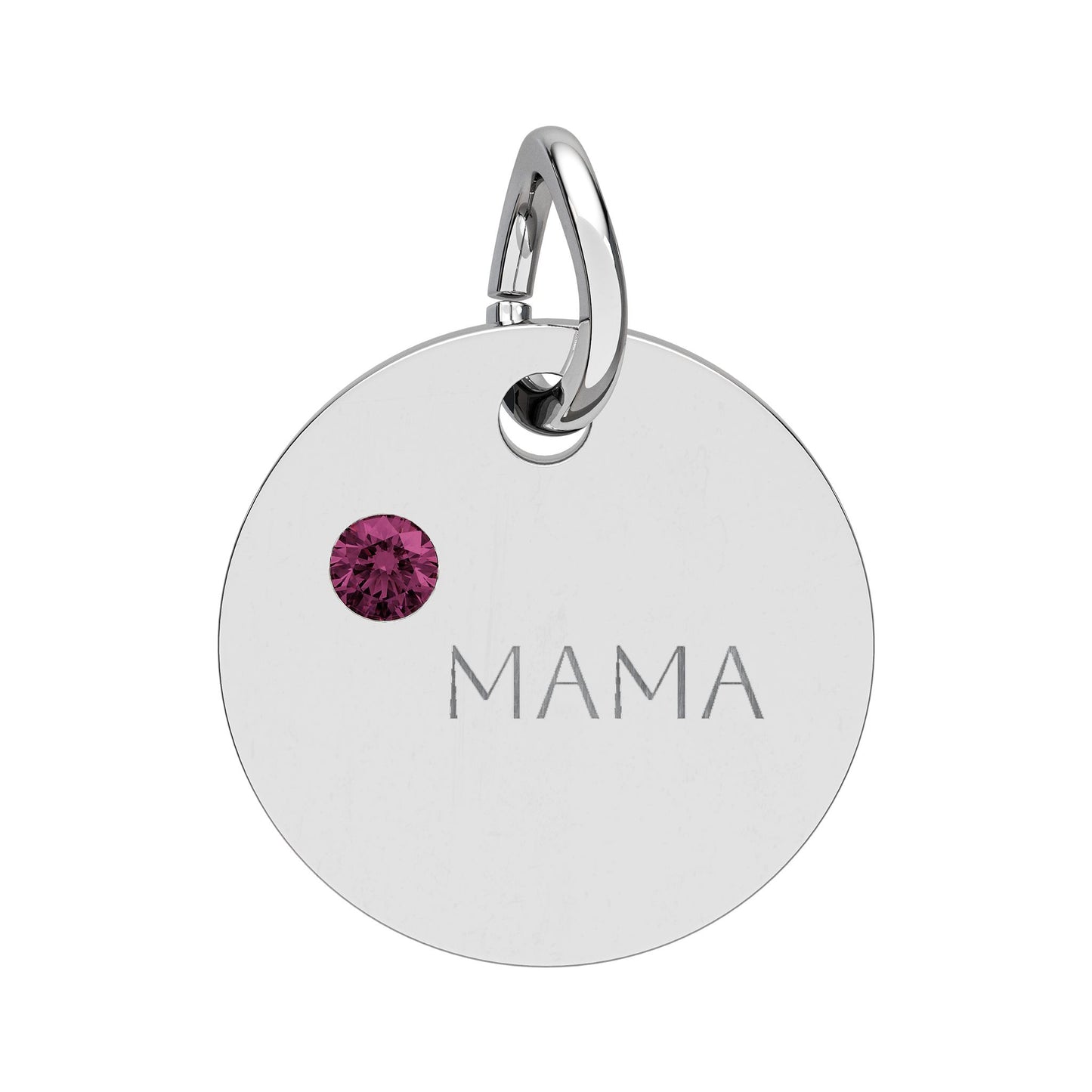 Engraved Birthstone Circle Charm 'MAMA' - Pendant Only