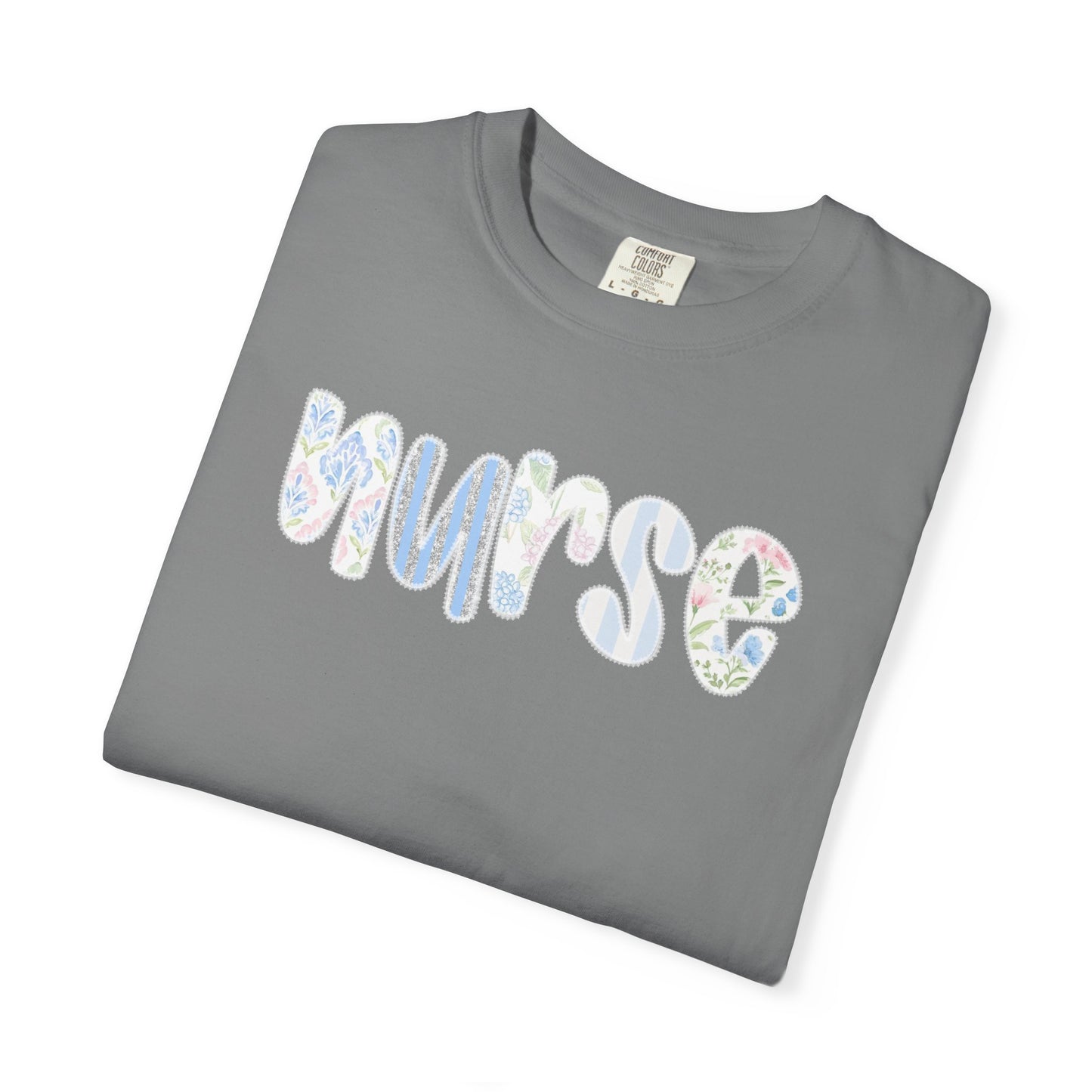 Nurse Floral Script T‑Shirt — Healthcare Appreciation