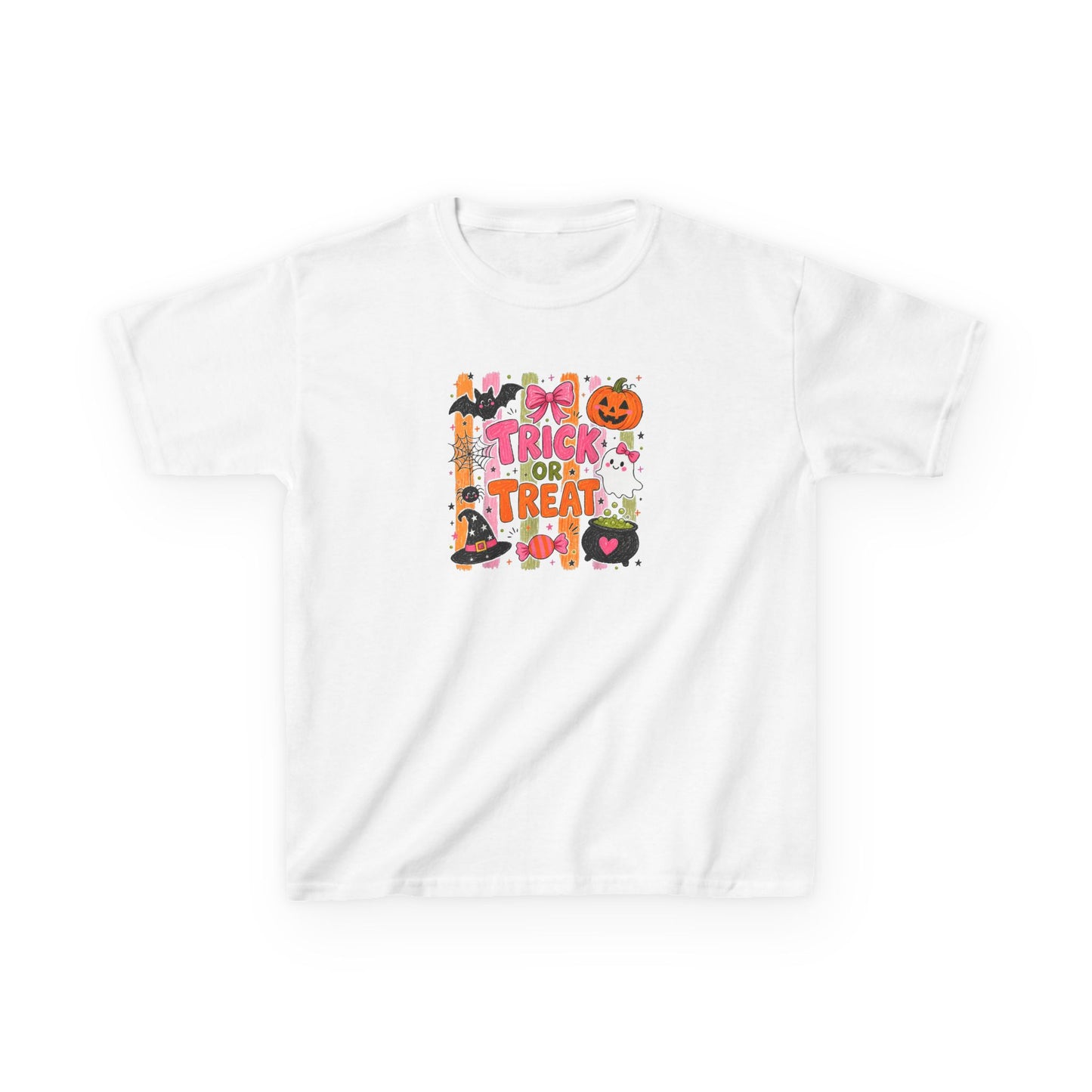 Kids Halloween Trick or Treat T-Shirt — Cute Pumpkin & Candy Graphic
