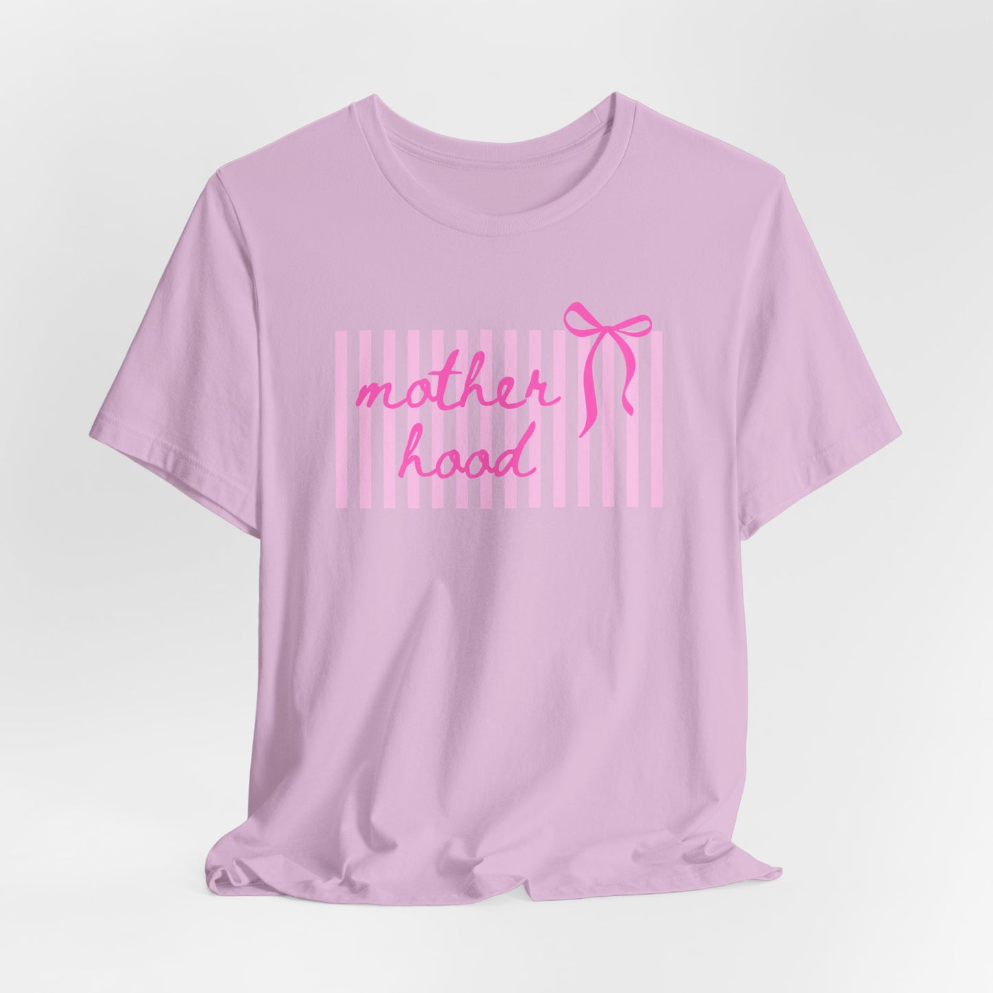 Motherhood Tee - Pink Stripes & Bow Mom Shirt