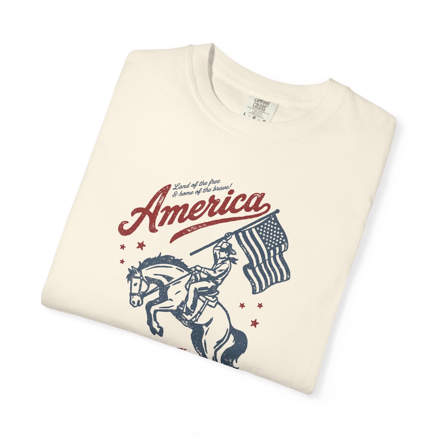 America Cowboy Flag T-Shirt – Retro Patriotic Rodeo Tee