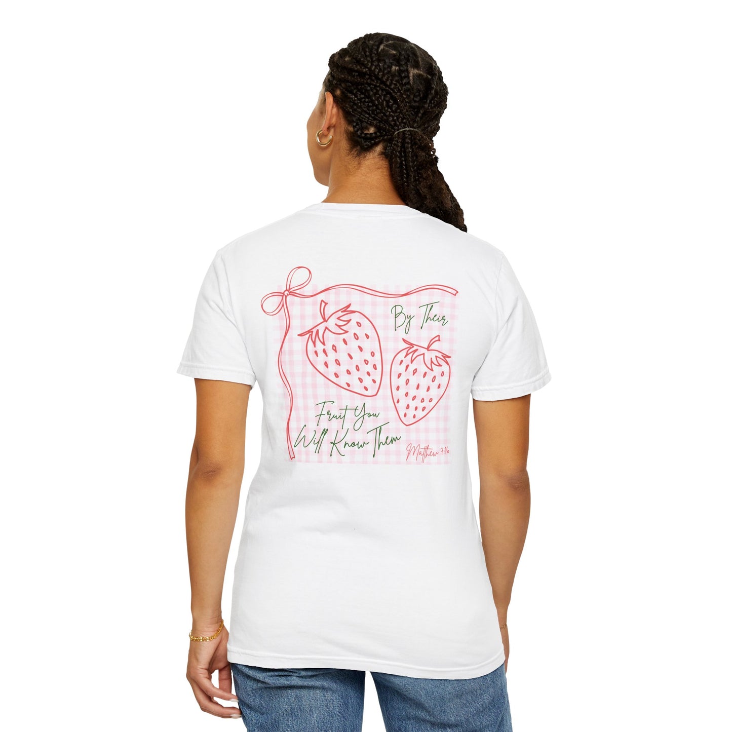 Strawberry Sketch T-Shirt — 'Matthew 7:16 Fruit' Graphic Tee