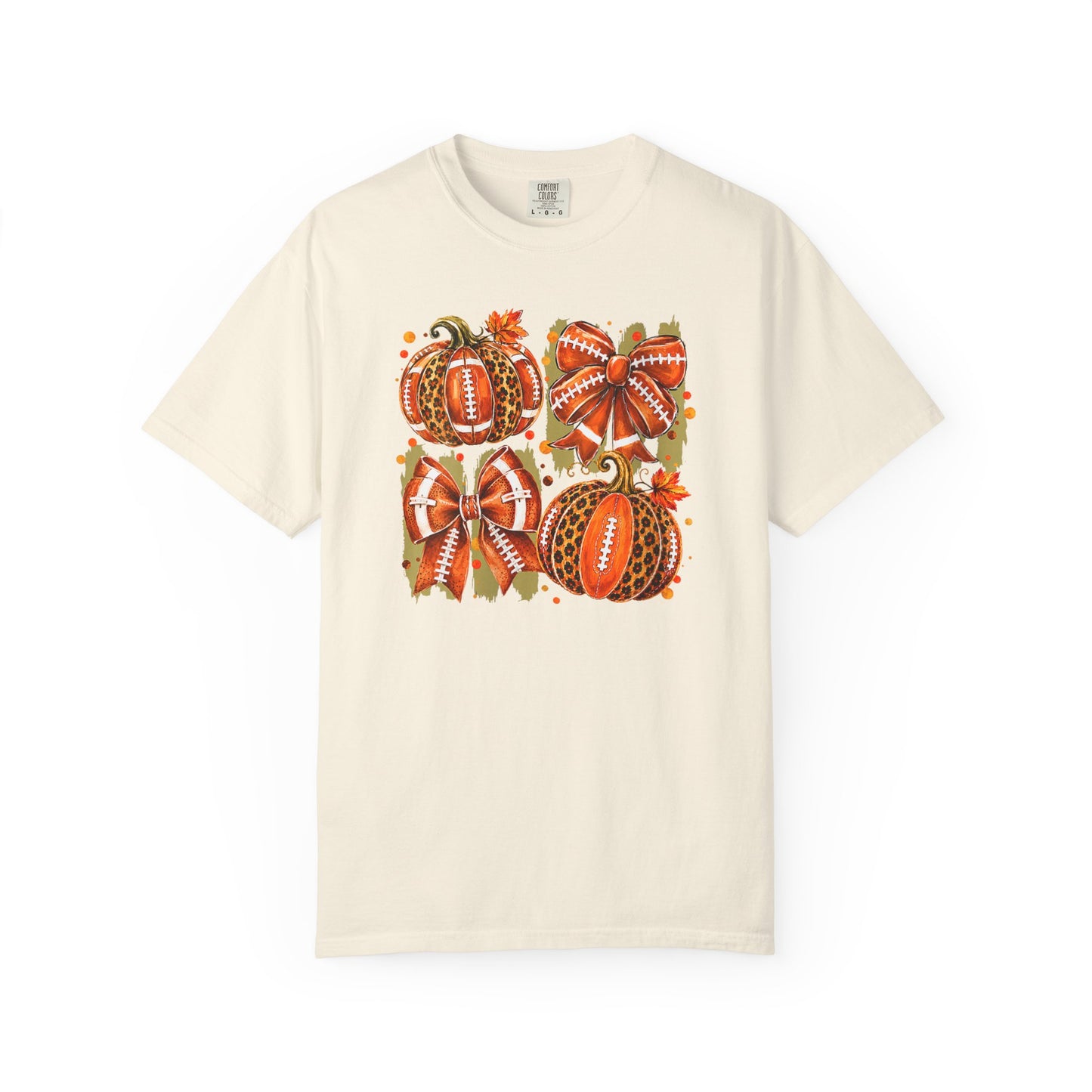 Pumpkin Patch Fall Football T-Shirt — Rustic Orange Autumn Pumpkins Tee