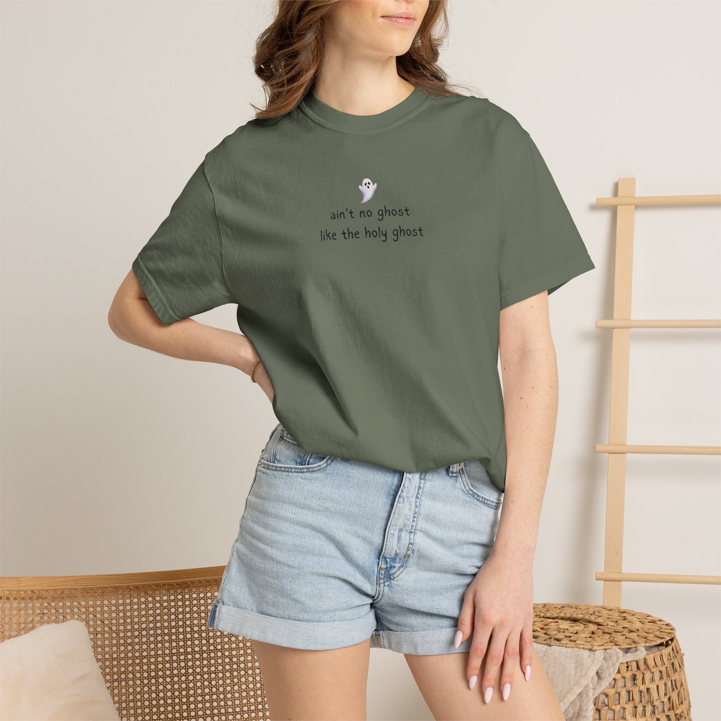 T-Shirt — "ain't no ghost like the holy ghost" Minimal Faith Graphic Tee