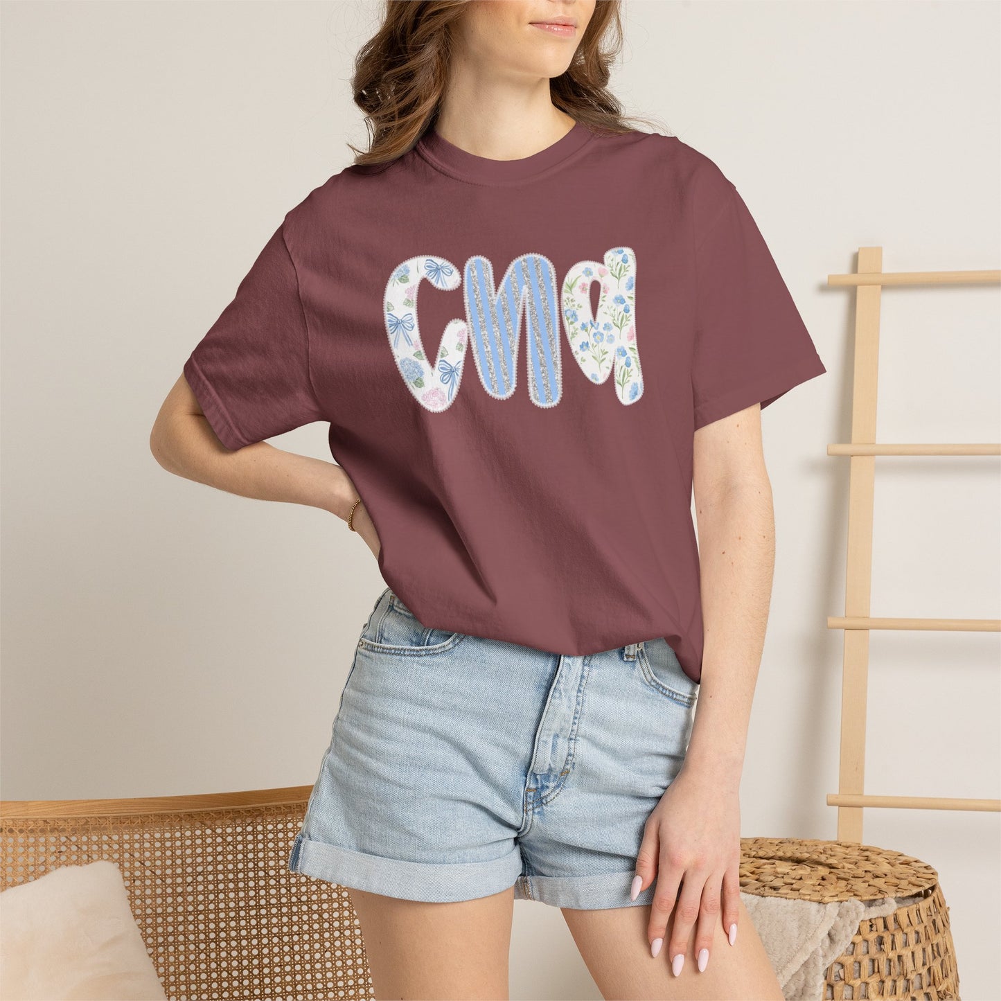 CNA Floral Script T-Shirt — Nurse Appreciation Gift