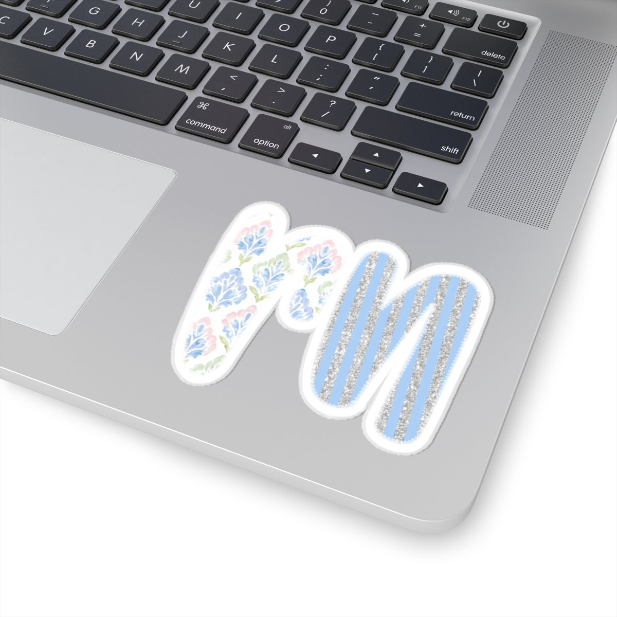 Monogram 'RN' Floral & Glitter Kiss-Cut Sticker