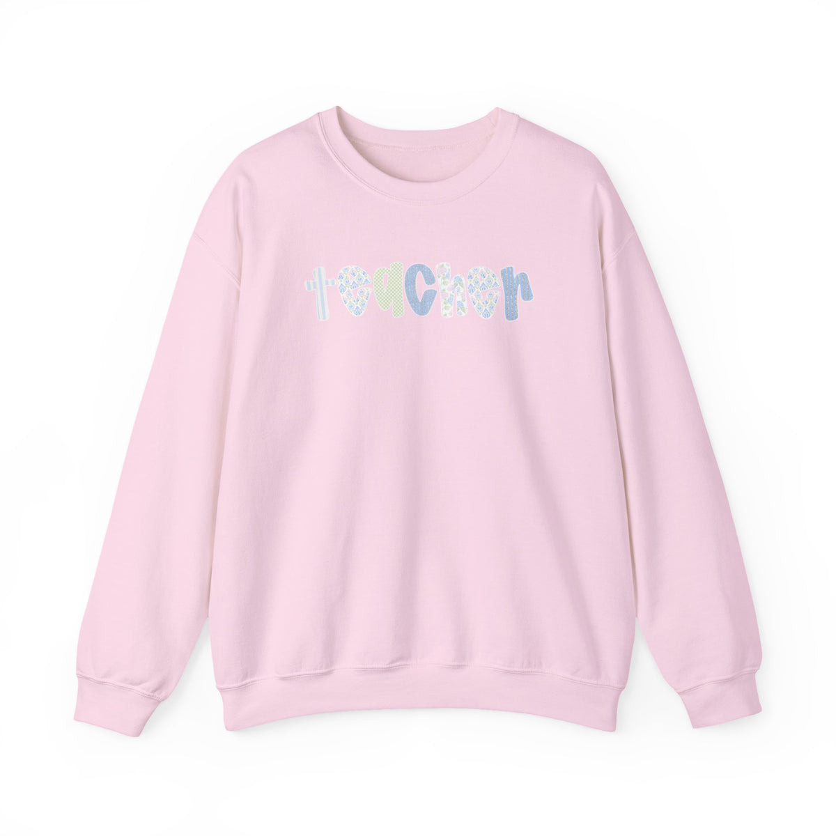 Teacher Floral Crewneck Sweatshirt — Pastel Heart & Flower Teacher Gift