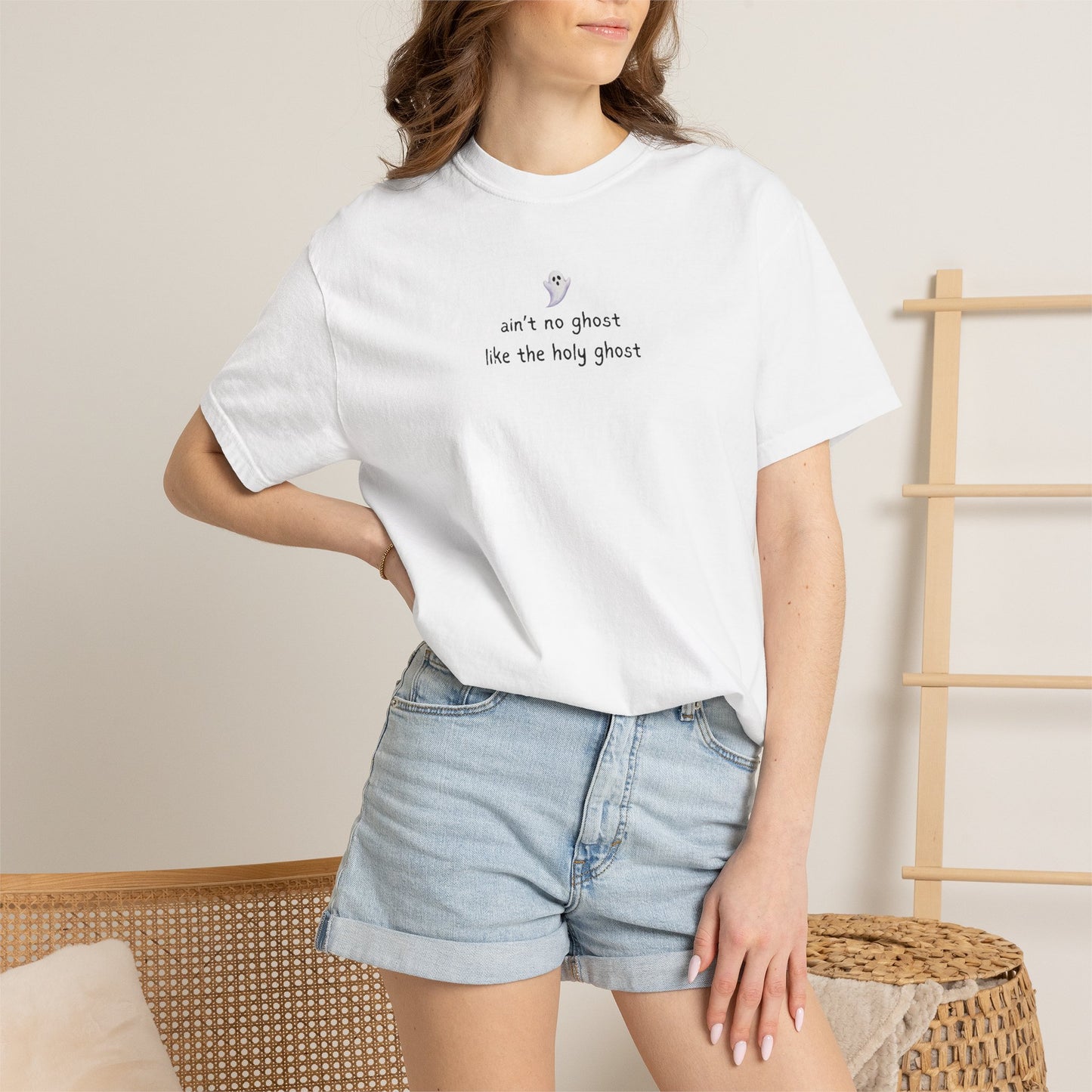 T-Shirt — "ain't no ghost like the holy ghost" Minimal Faith Graphic Tee