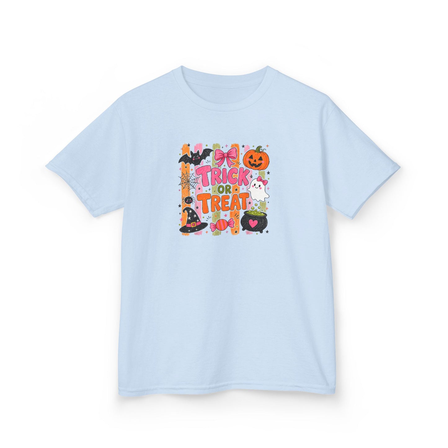 Kids Halloween Trick or Treat T-Shirt — Cute Pumpkin & Candy Graphic