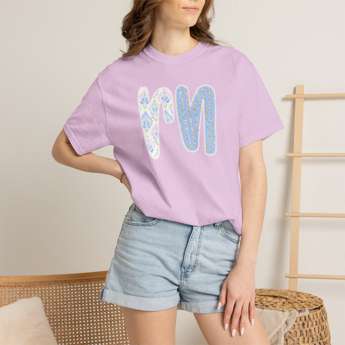 Retro 'RN' Floral Graphic T-Shirt — Garment-Dyed Casual Tee