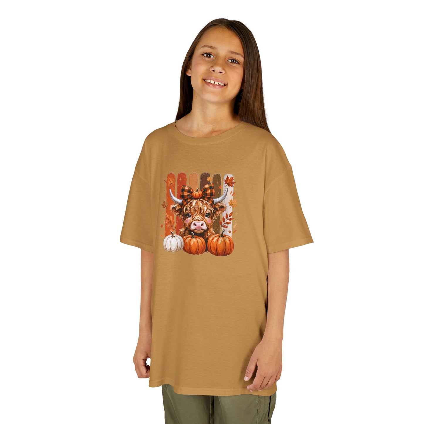 Kids Fall Cow Pumpkin T-Shirt