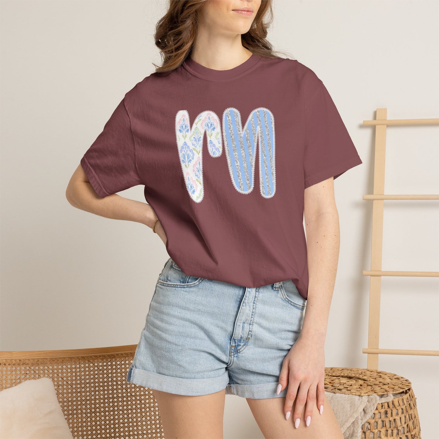 Retro 'RN' Floral Graphic T-Shirt — Garment-Dyed Casual Tee