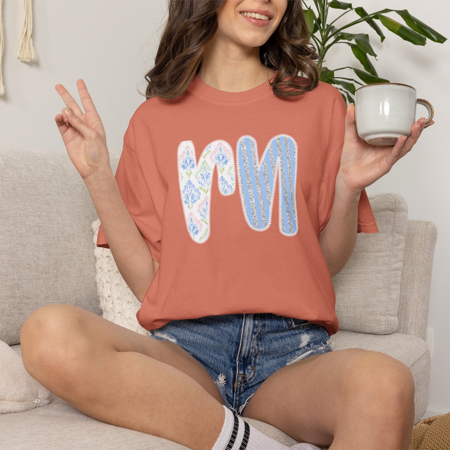 Retro 'RN' Floral Graphic T-Shirt — Garment-Dyed Casual Tee