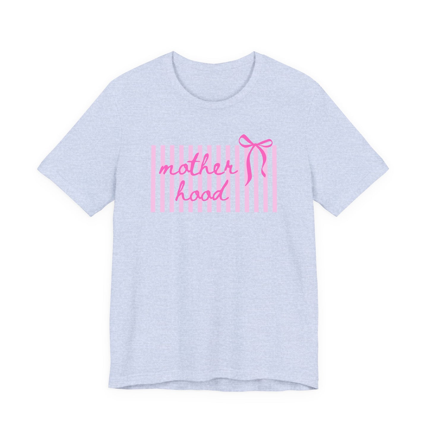 Motherhood Tee - Pink Stripes & Bow Mom Shirt