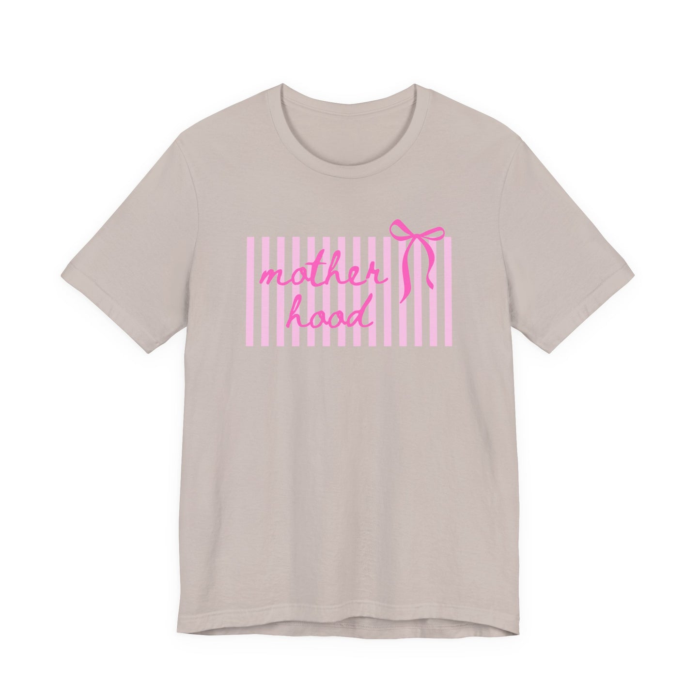 Motherhood Tee - Pink Stripes & Bow Mom Shirt