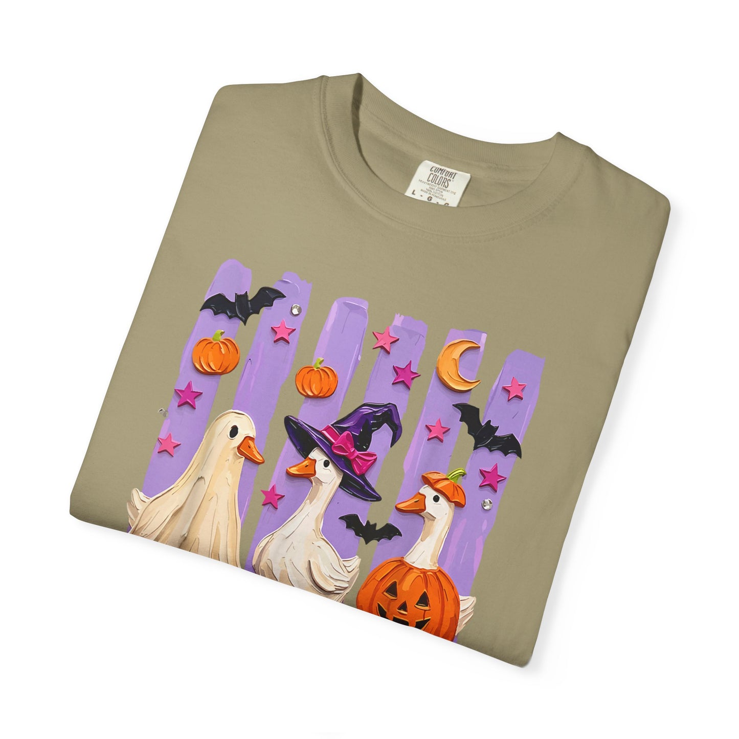 Halloween Goose T-Shirt — Cute Ghosts, Witch Hat & Pumpkin Design