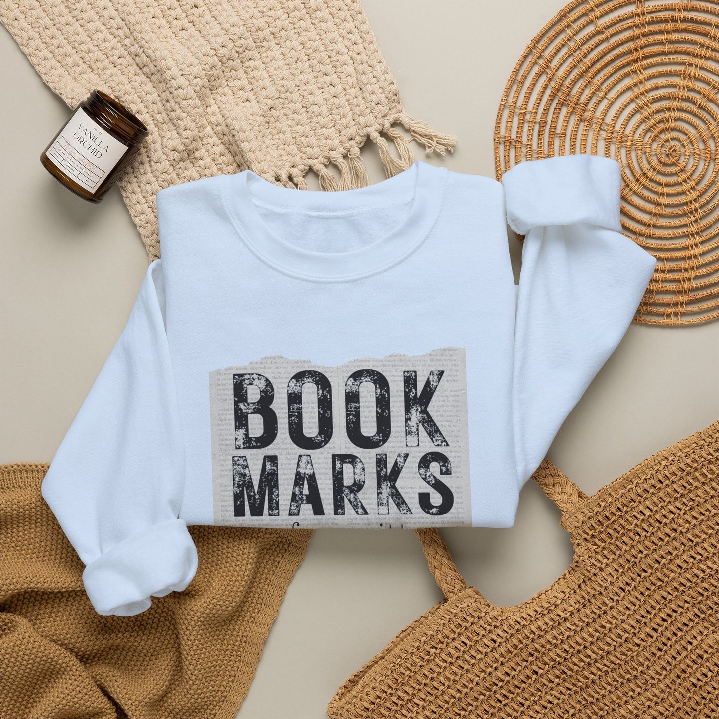 Sweatshirt — "BOOKMARKS are for quitters" Vintage Reader Crewneck