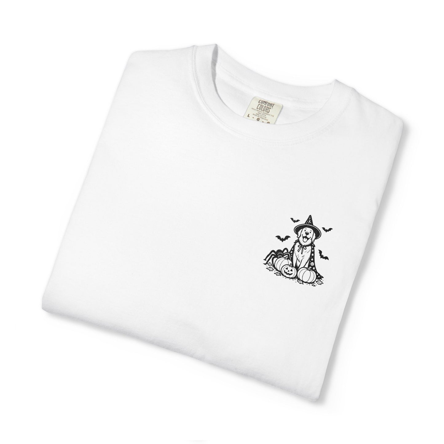 Pocket Spooky Golden Retriever Fall T-Shirt — Embroidered