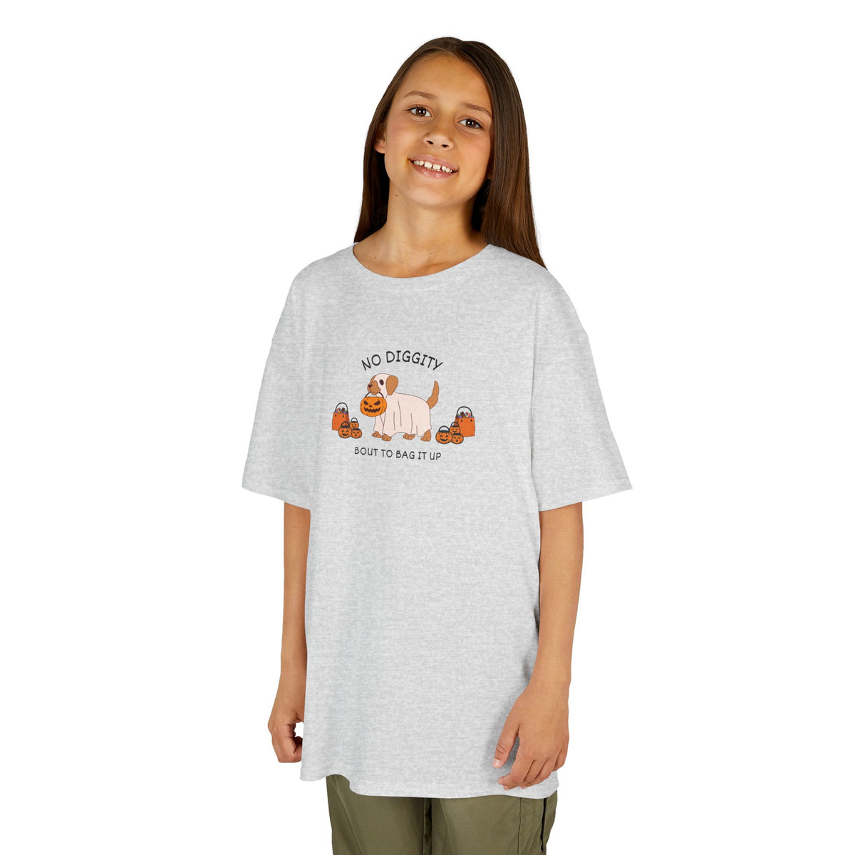 Kids T‑Shirt — "No Diggity" Puppy & Pumpkin Fall Tee