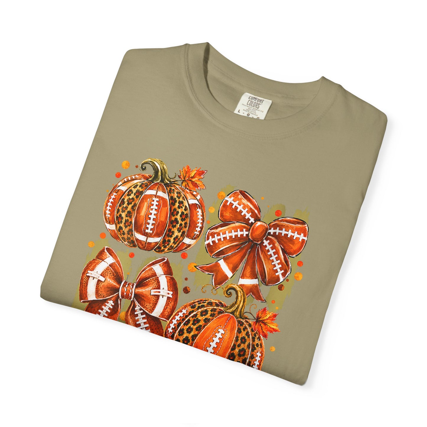 Pumpkin Patch Fall Football T-Shirt — Rustic Orange Autumn Pumpkins Tee