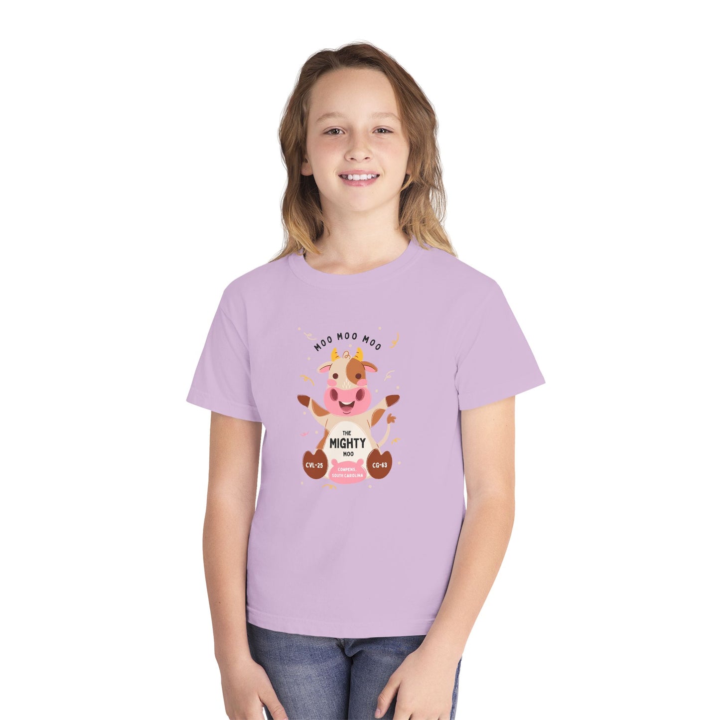 Youth Tee - Cute 'Moo Moo Moo I'm the Mighty Moo' Cow Graphic