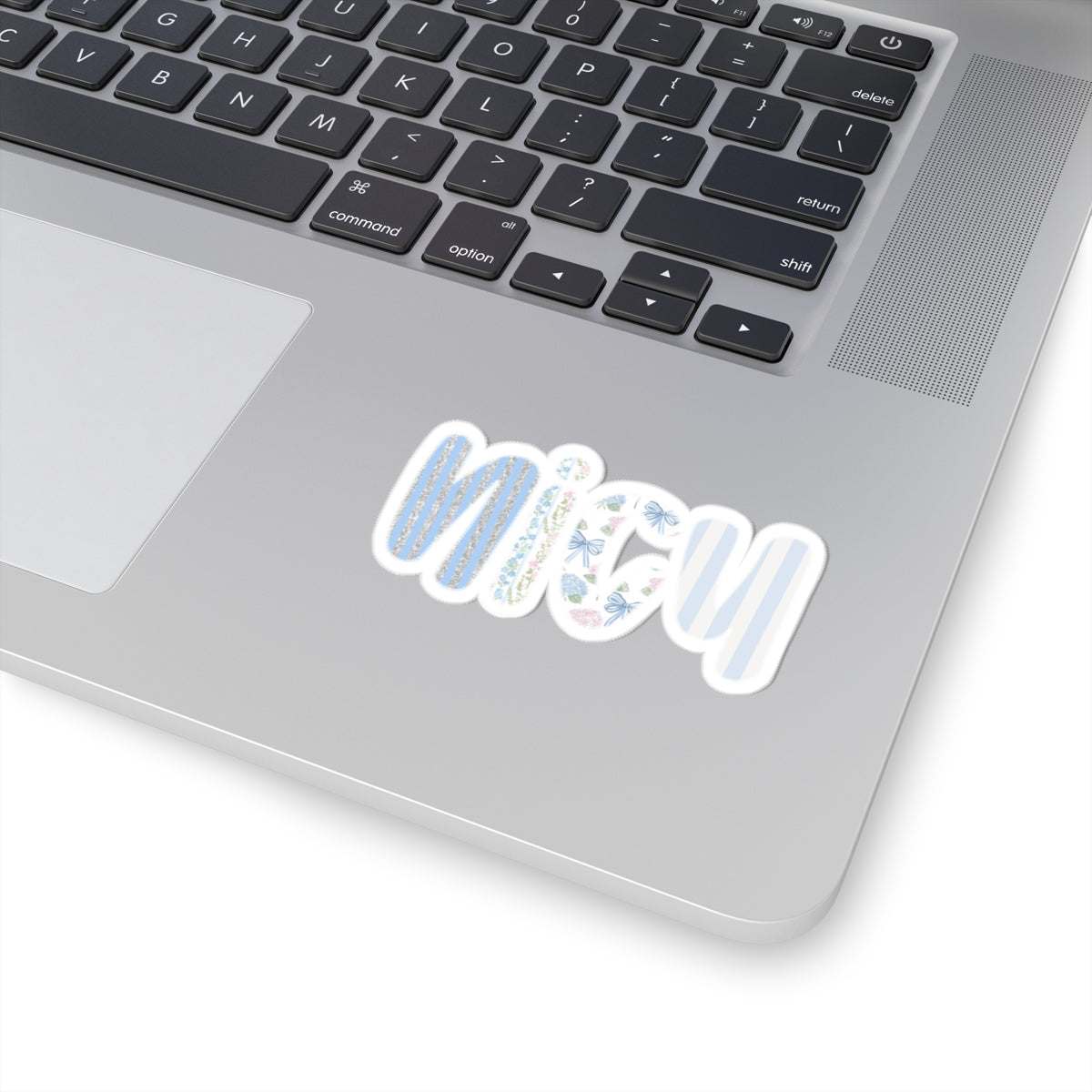 NICU Blue Floral Sticker — Kiss-Cut Laptop Decal