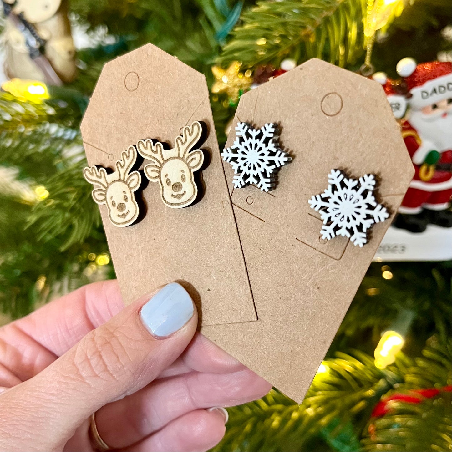 Wooden Christmas Studs