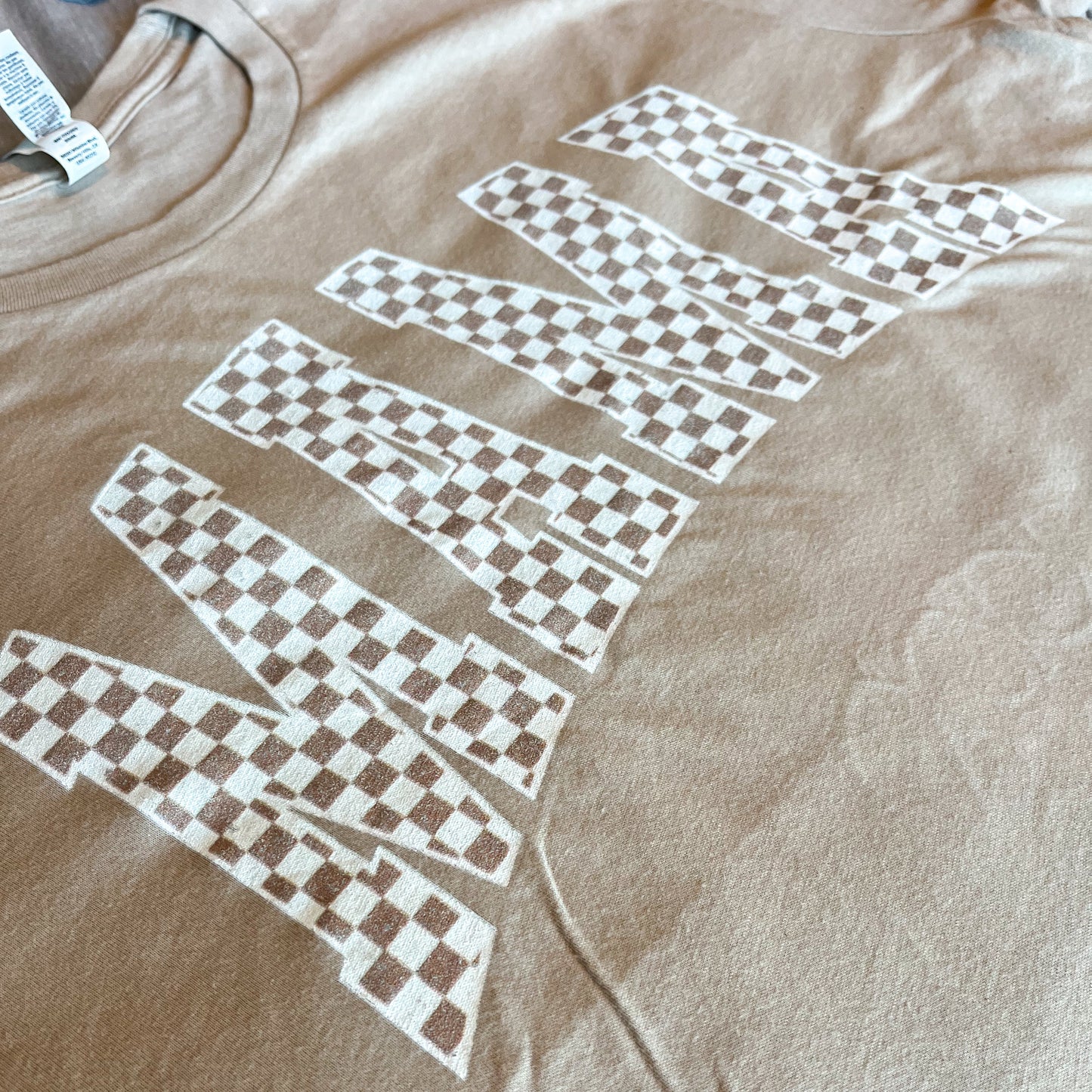 Beige Checkered Mama Tee
