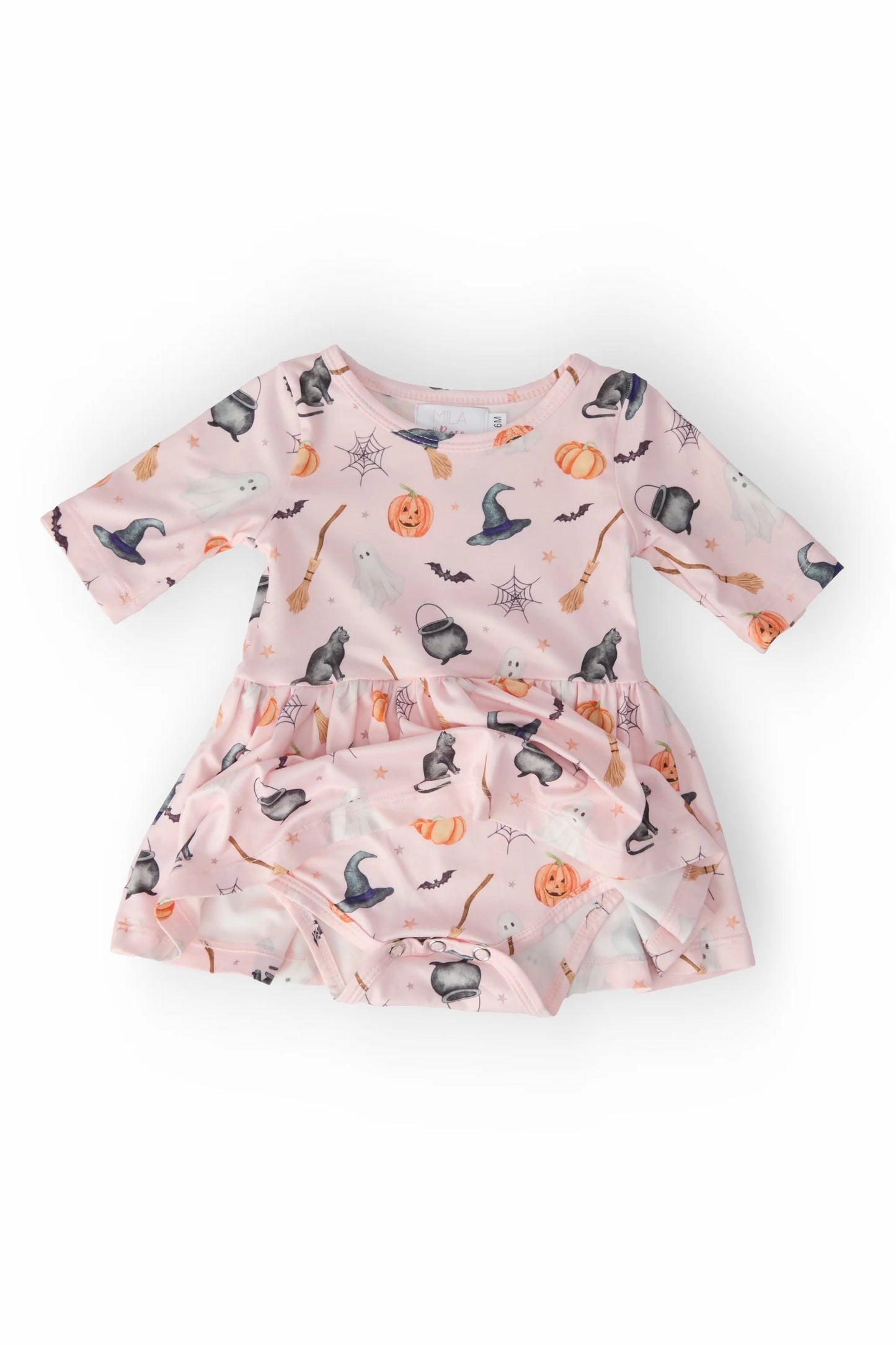 Mila & Rose® Hey Boo Halloween 3/4 Sleeve Twirl Bodysuit