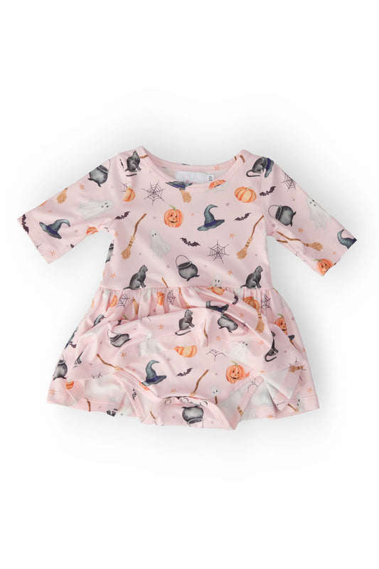 Mila & Rose® Hey Boo Halloween 3/4 Sleeve Twirl Bodysuit