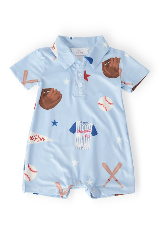 Home Run Baseball Polo Shorty One-Piece