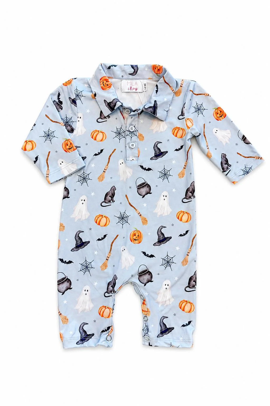 Mila & Rose® Spooky Season L/S Polo One-Piece (Boys)