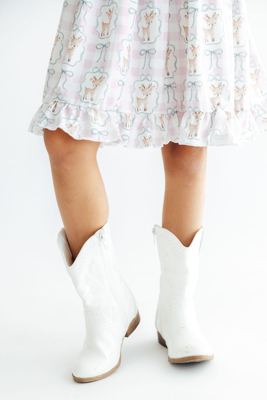 Woodland Whimsy Long Sleeve Ruffle Hem Girl's Twirl Dress