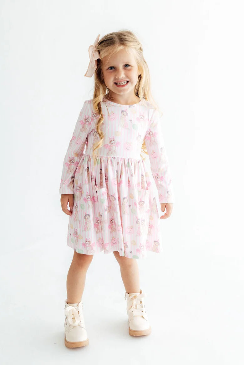 Mila & Rose® PAWSITIVELY Spooky L/S Pocket Twirl Dress (Girls)