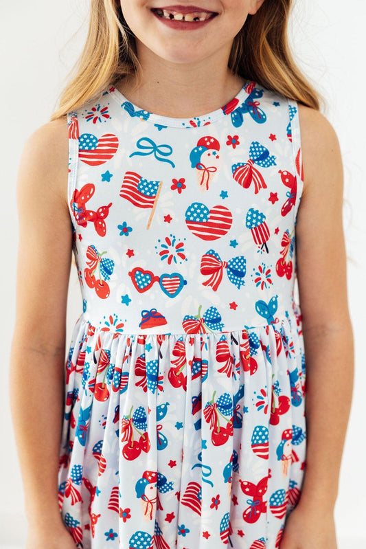 Little Miss Liberty Girls Tank Twirl Dress
